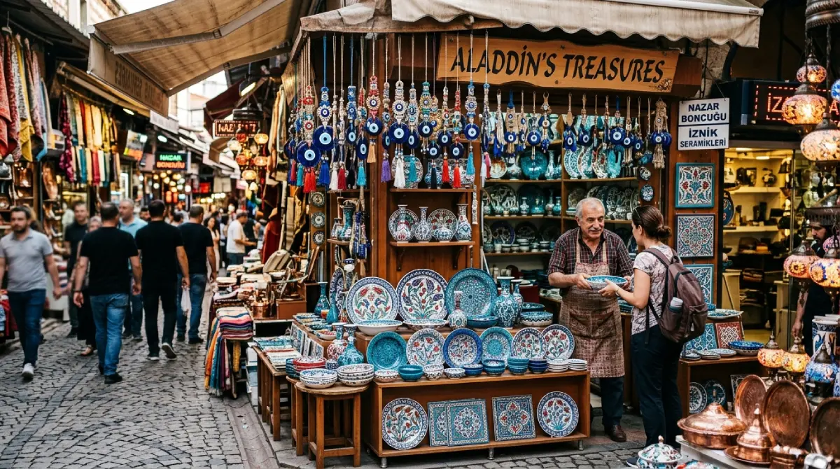 Ręcznie malowana ceramika z Izniku oraz niebieskie amulety Oko Proroka