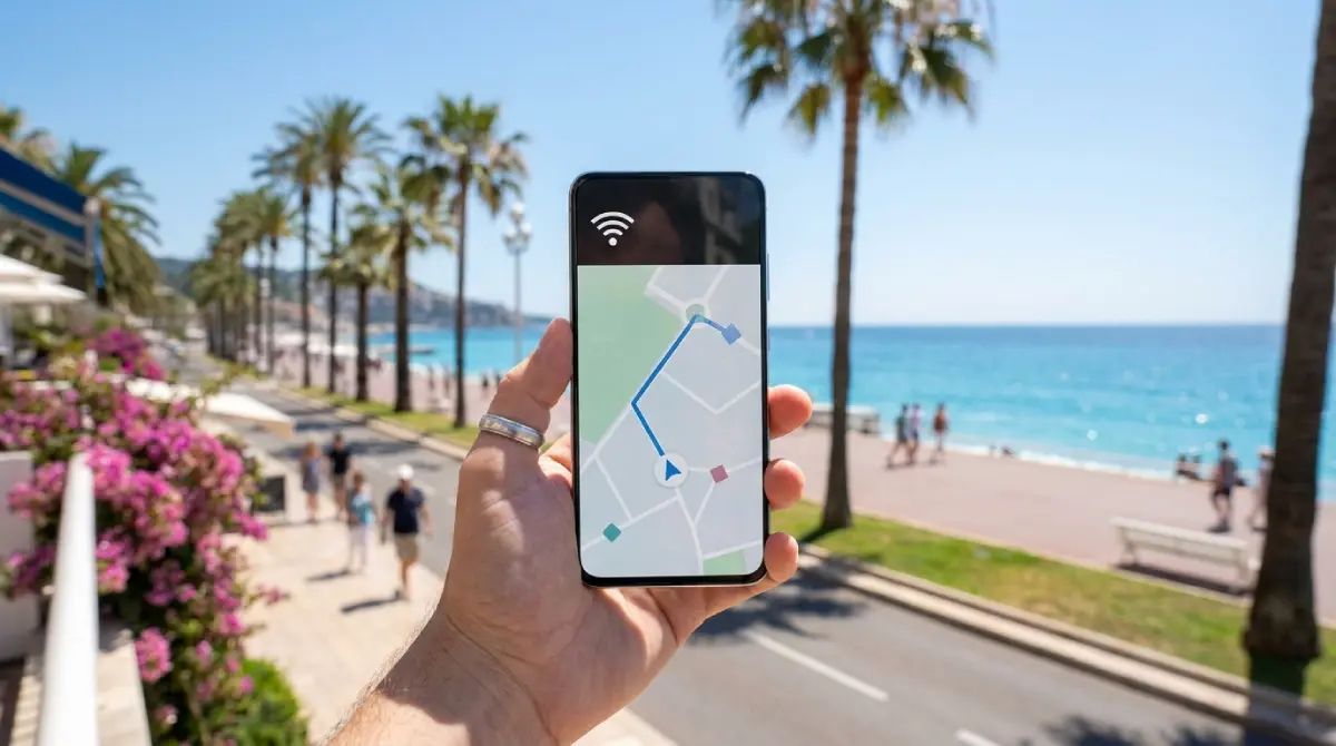 Smartfon z włączoną mapą i pakietem danych mobilnych w Turcji